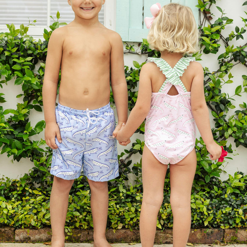Ruffled One Piece Swimsuit - Pink Alligator Alley