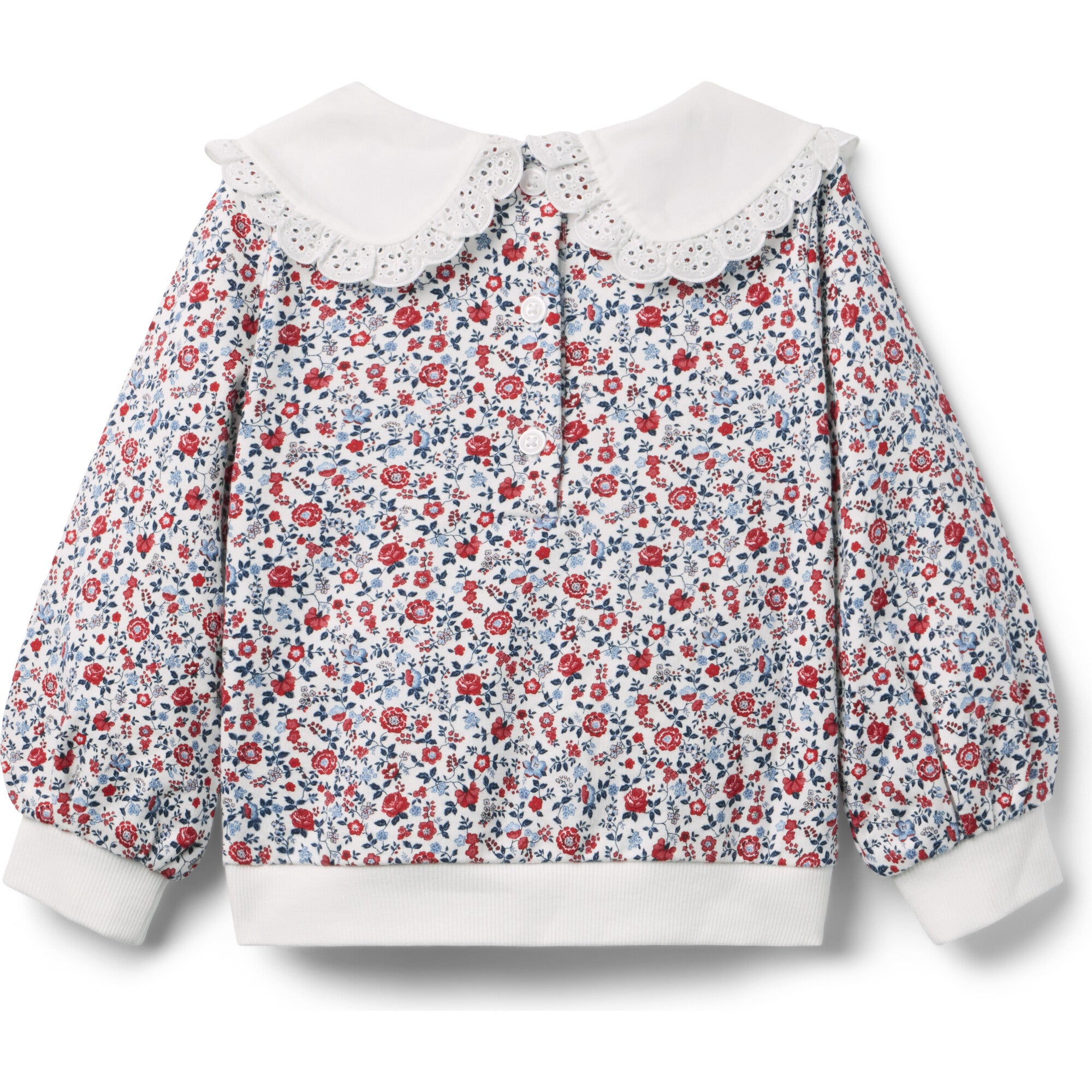 Ditsy Floral Collar Sweatshirt, White
