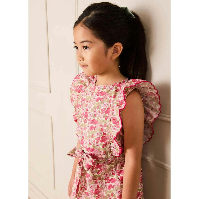 Margret Floral Ruffle Detail Playsuit in Pink (4-12yrs)