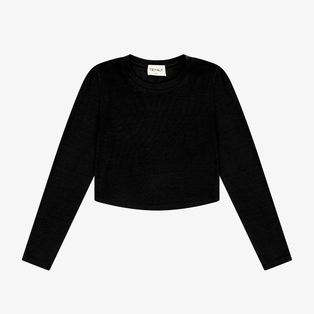 Tenly Rayon Rib Curved Hem L/S Top