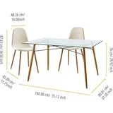 Minimalista Fabric Dining Chair with Wood Grain Metal Legs