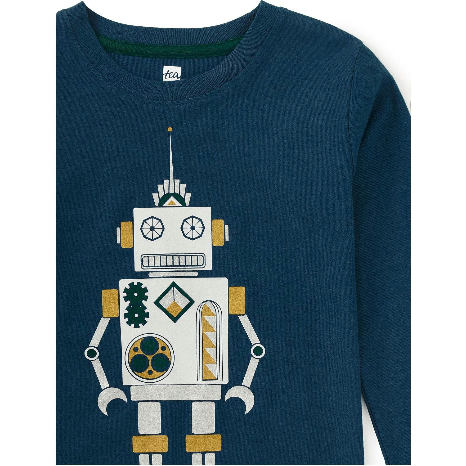 Metallic Robot Graphic Tee, Blue