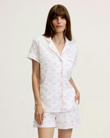 Women's Pima Short Sleeve Short Set in Blushing Bows