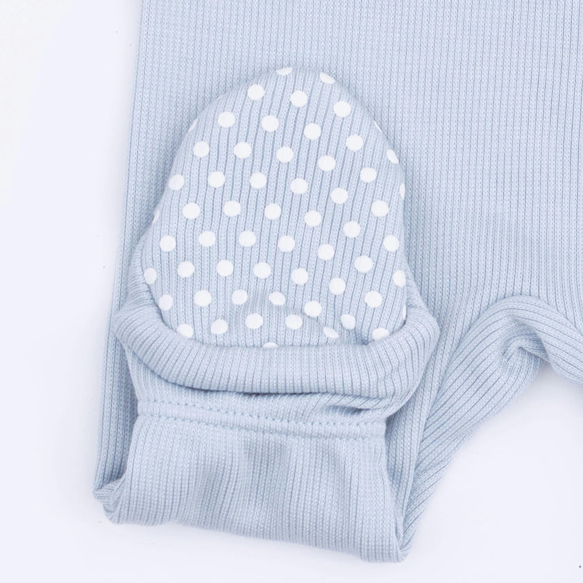 Solid Niagara Mist Rib - 2 Way Zipper Footie