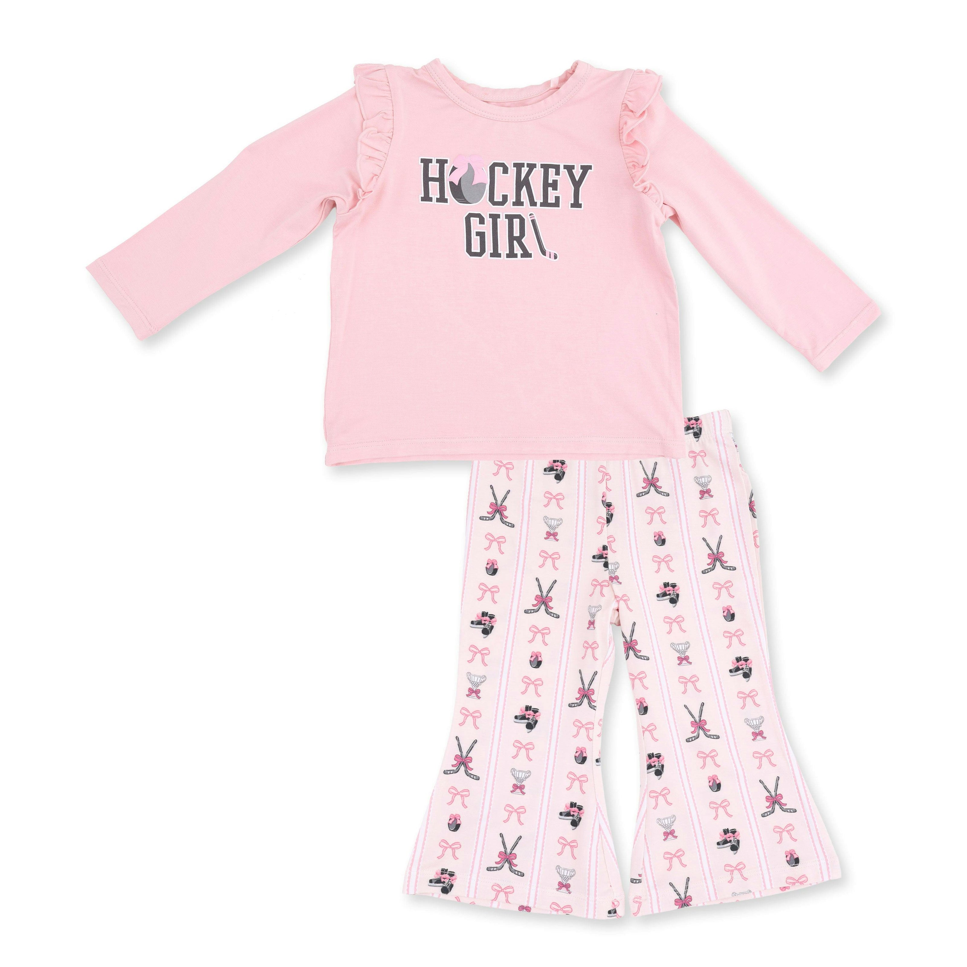 Megan's Bowtiful Hockey Stripe - Ruffle Tee and Baby Bells