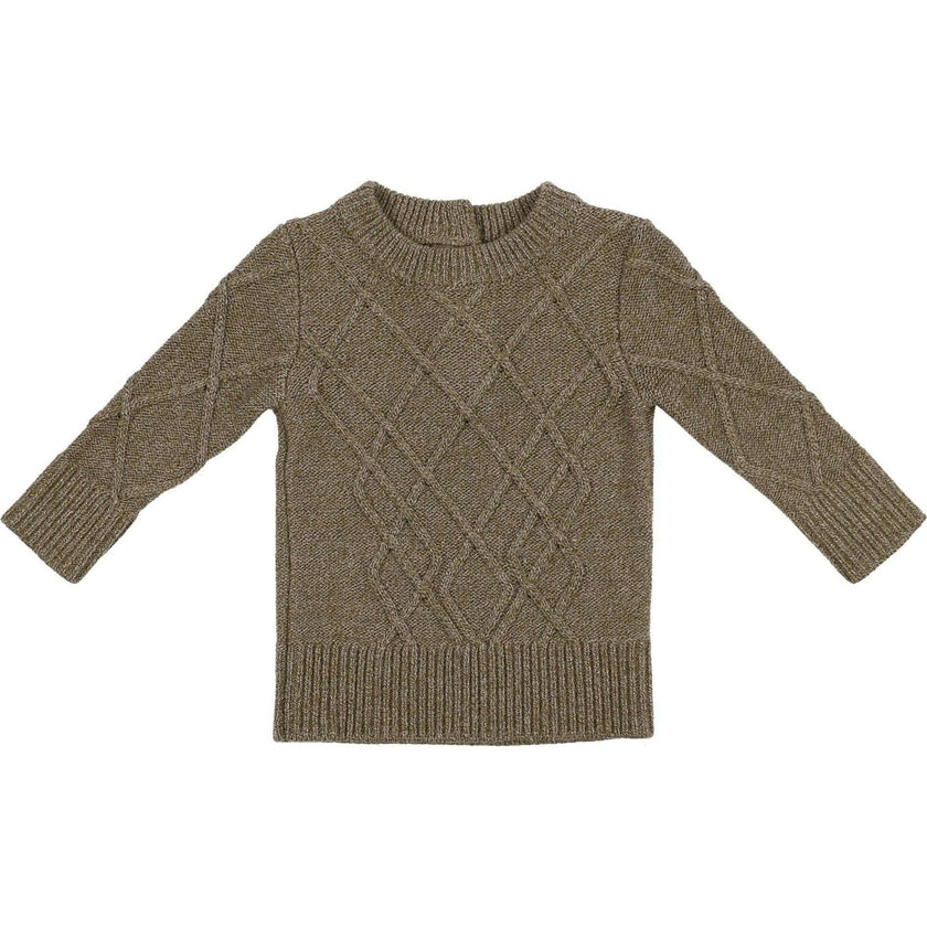Chunky Cable Knit Ribbed Collar Sweater