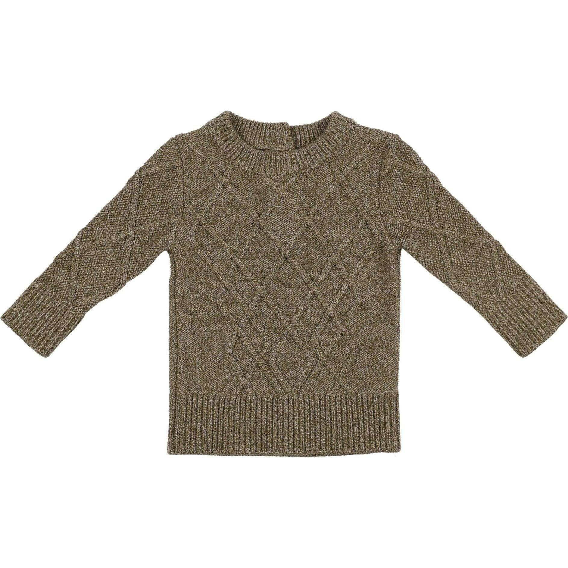 Chunky Cable Knit Ribbed Collar Sweater
