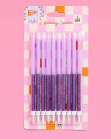 Purple Glitter Candles - 10 birthday candles