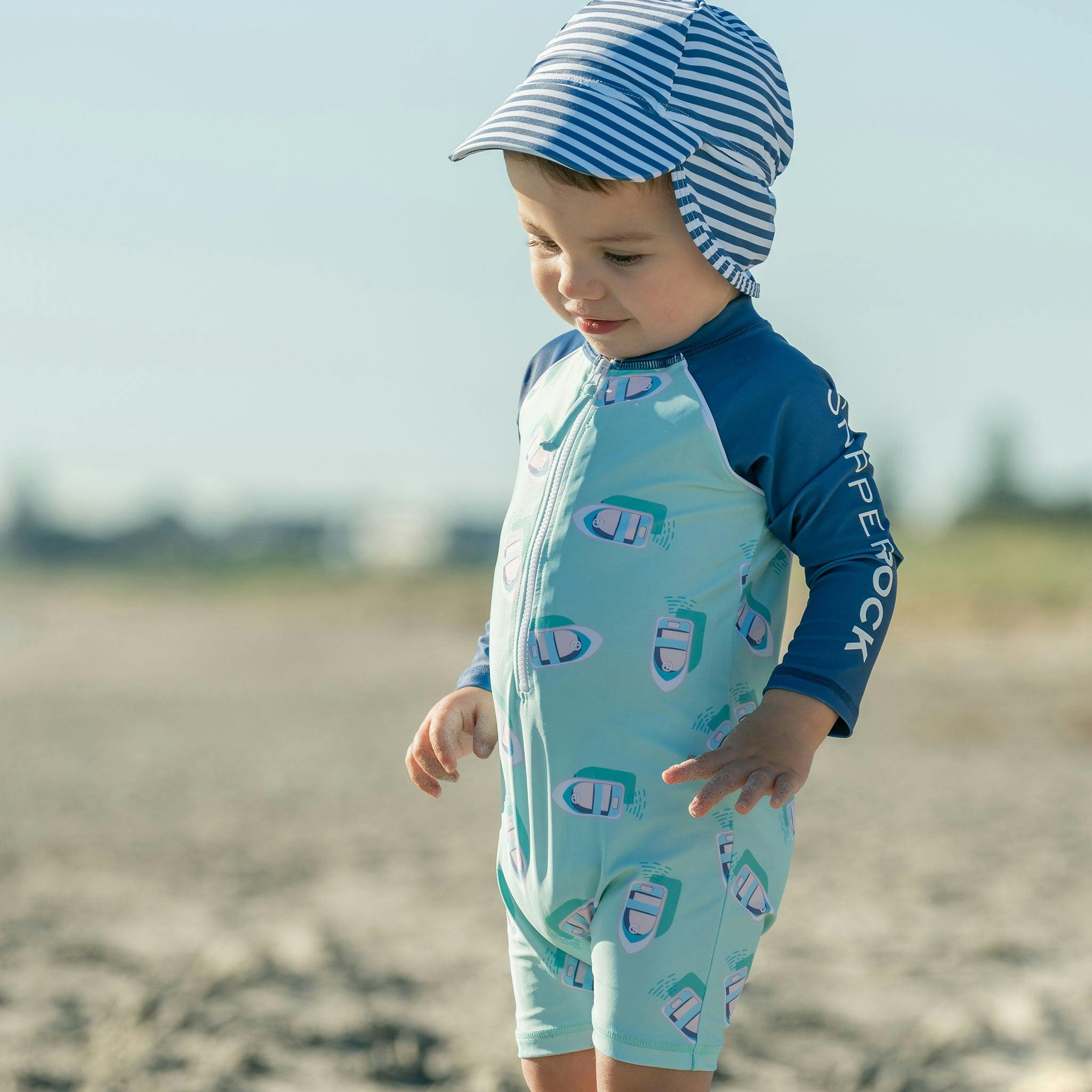 Denim Stripe Floating Flap Hat