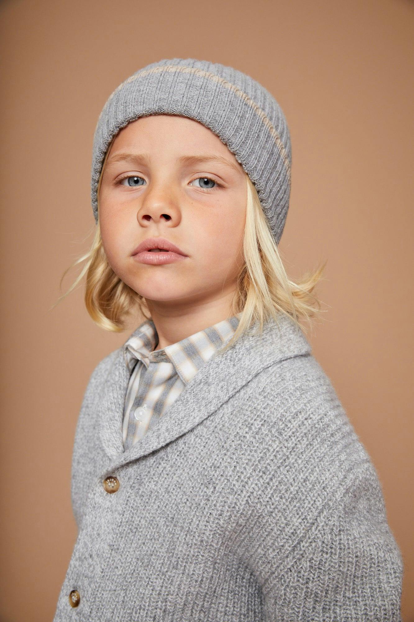 The Light Grey Mouline Merino Cashmere Cardigan