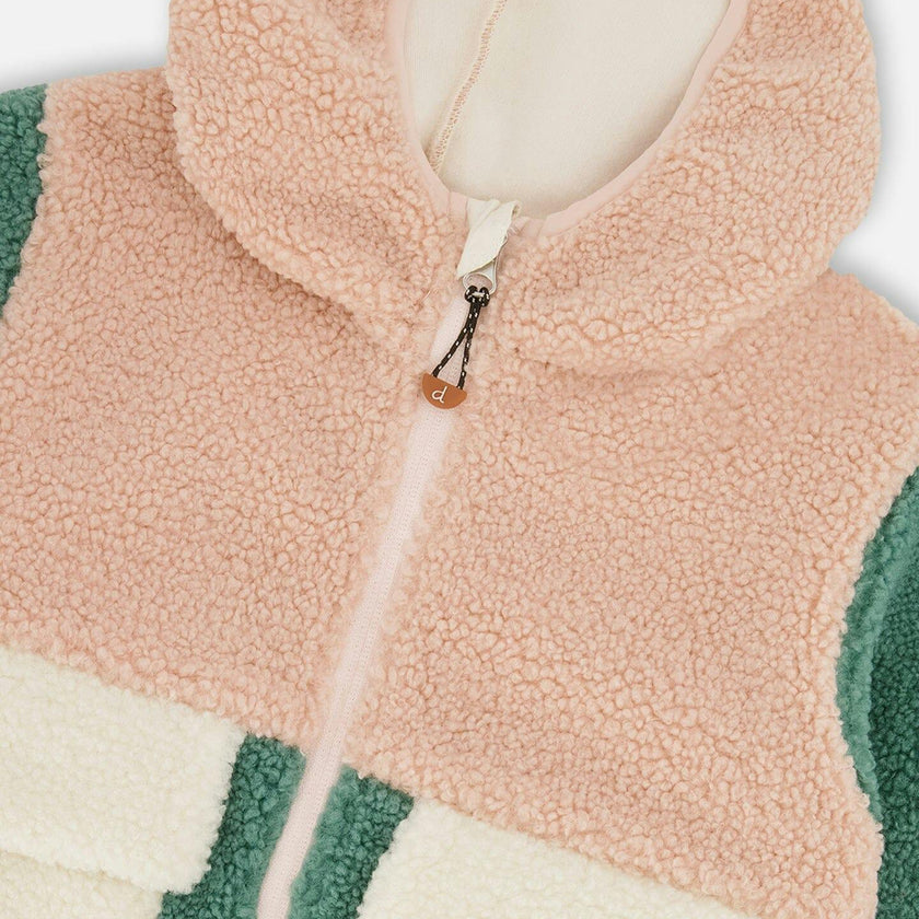 Sherpa Jacket Light Pink Colorblock
