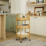 Con Handcrafted Rattan Utility Cart Trolley - Wicker
