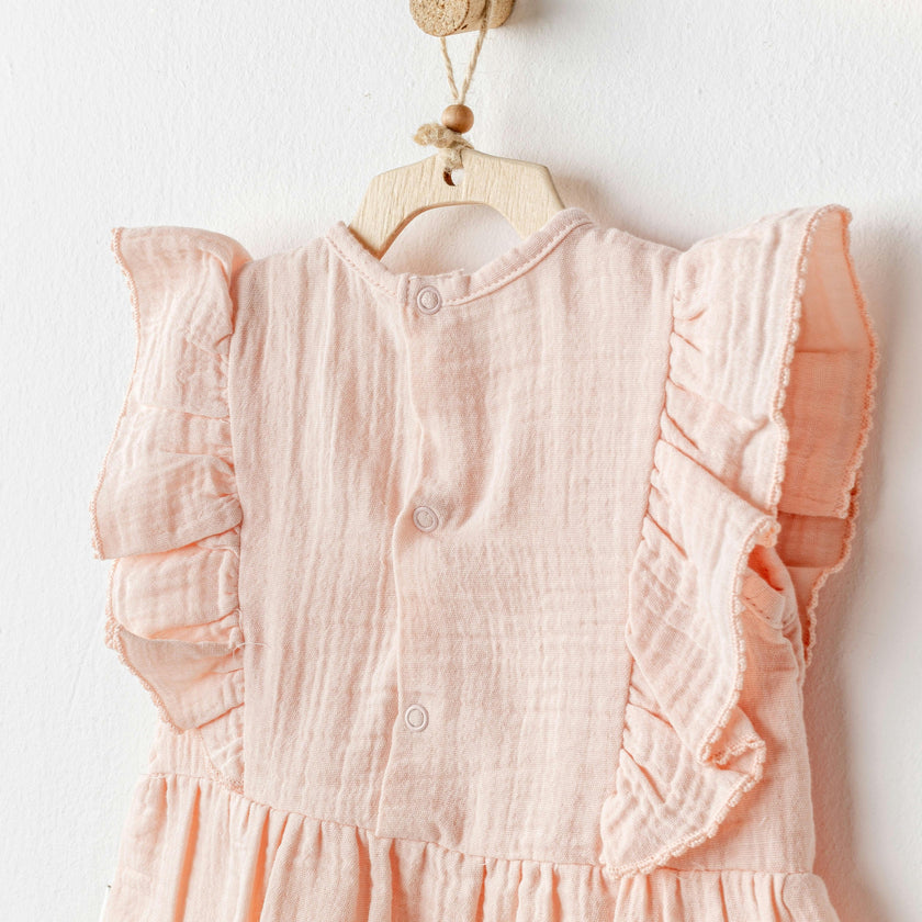 Salmon Love Family Muslin Dress Band Set