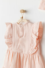 Salmon Love Family Muslin Dress Band Set