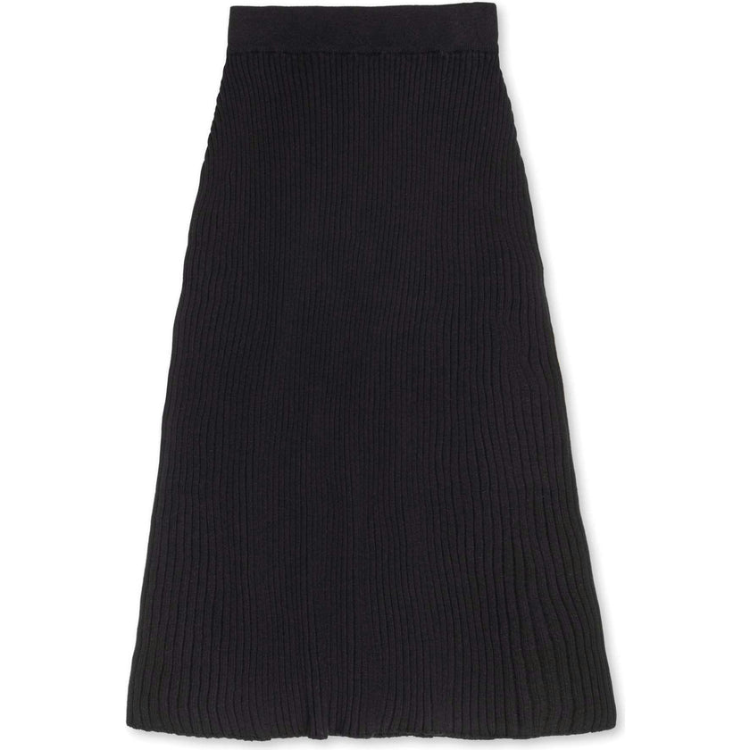 Organic Rib Knit Sweater Midi Skirt, Black