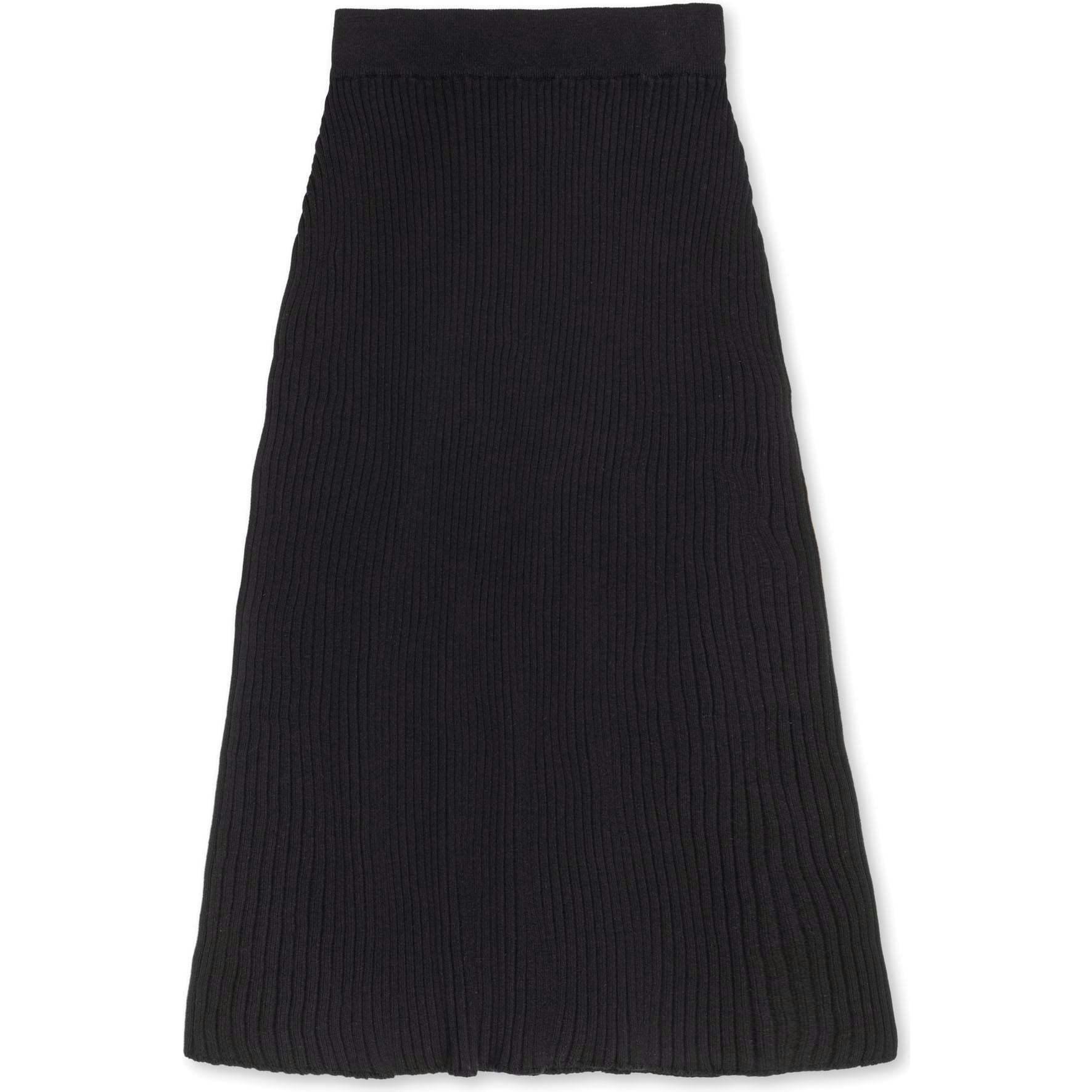 Organic Rib Knit Sweater Midi Skirt, Black