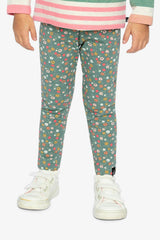 Organic Cotton Leggings Green Floral Print