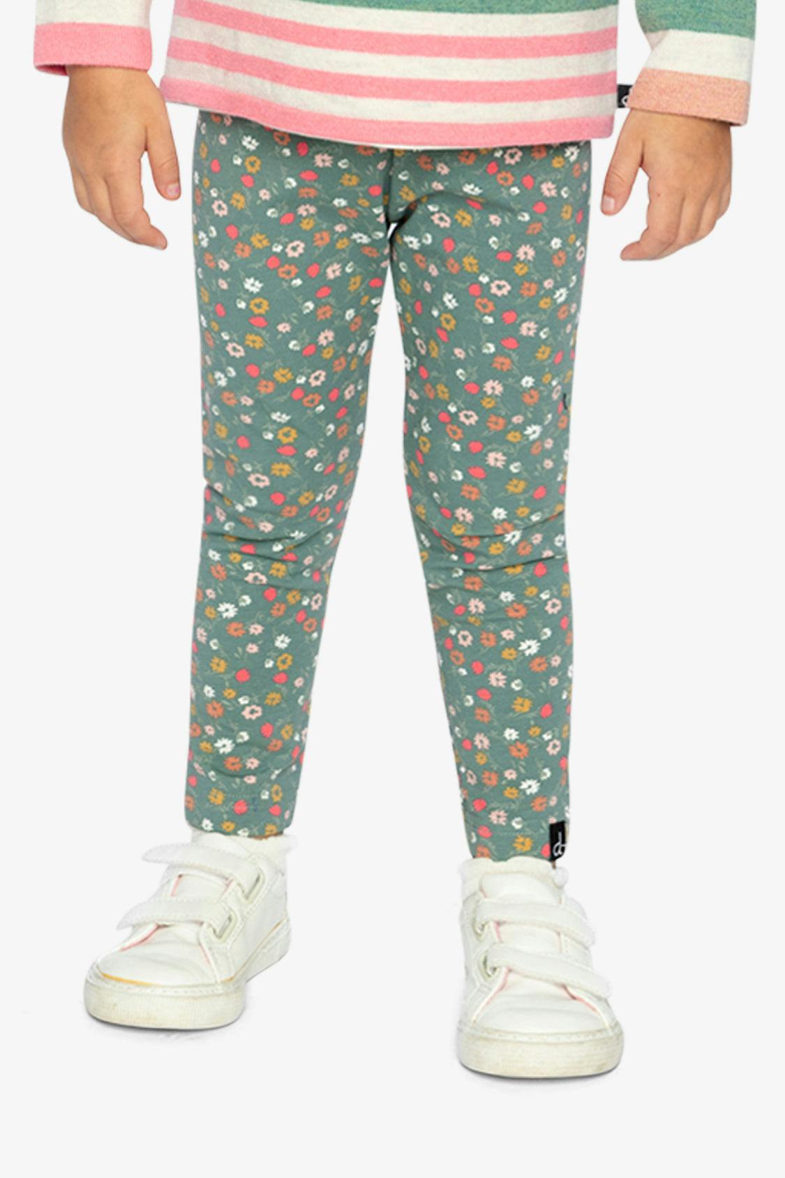 Organic Cotton Leggings Green Floral Print