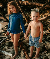 Rupert Swim Shorts Night Blue Shell Print