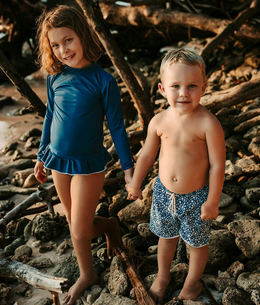 Rupert Swim Shorts Night Blue Shell Print