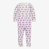 Baby organic zip footie in animal friends