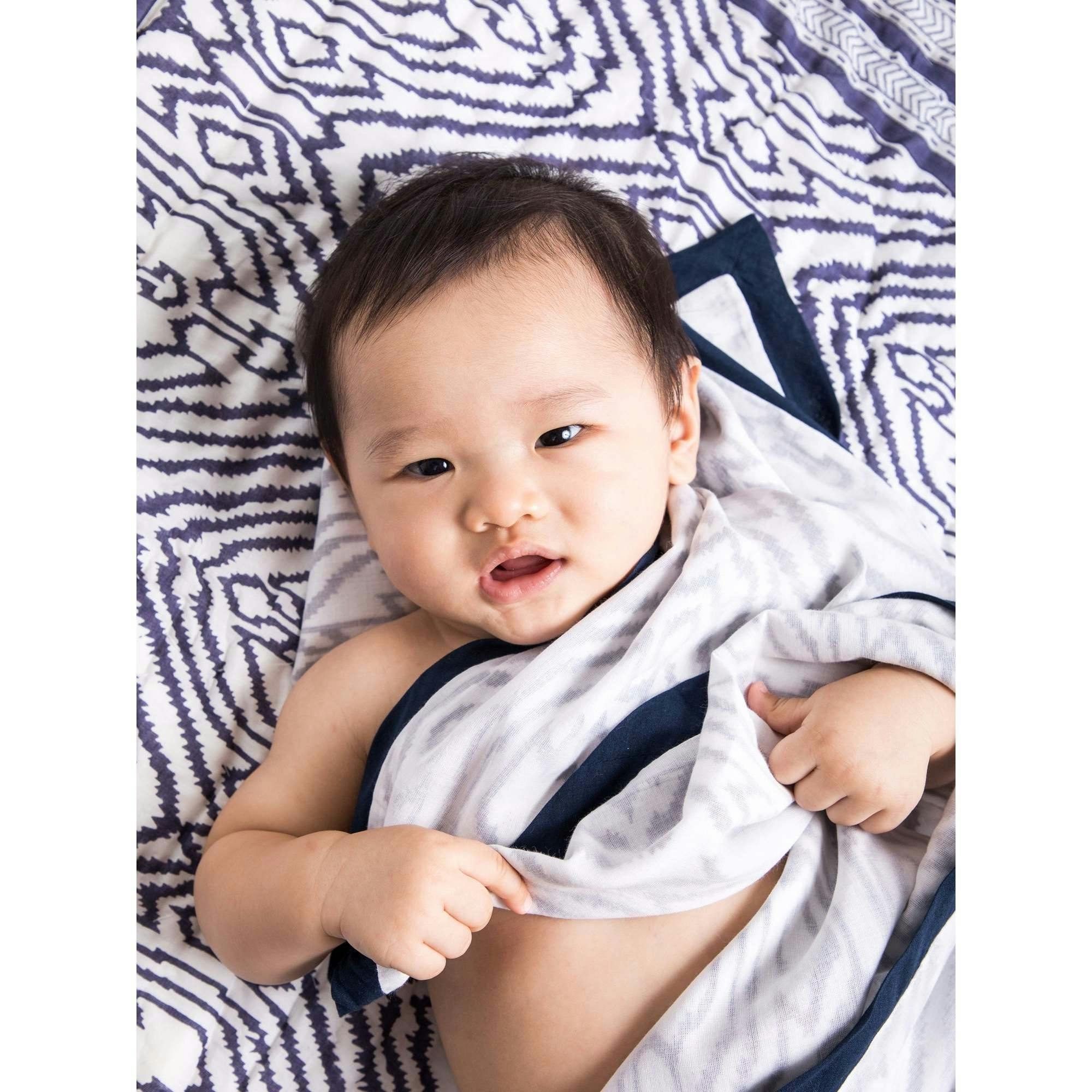 Block-Printed Cotton Crib Quilt