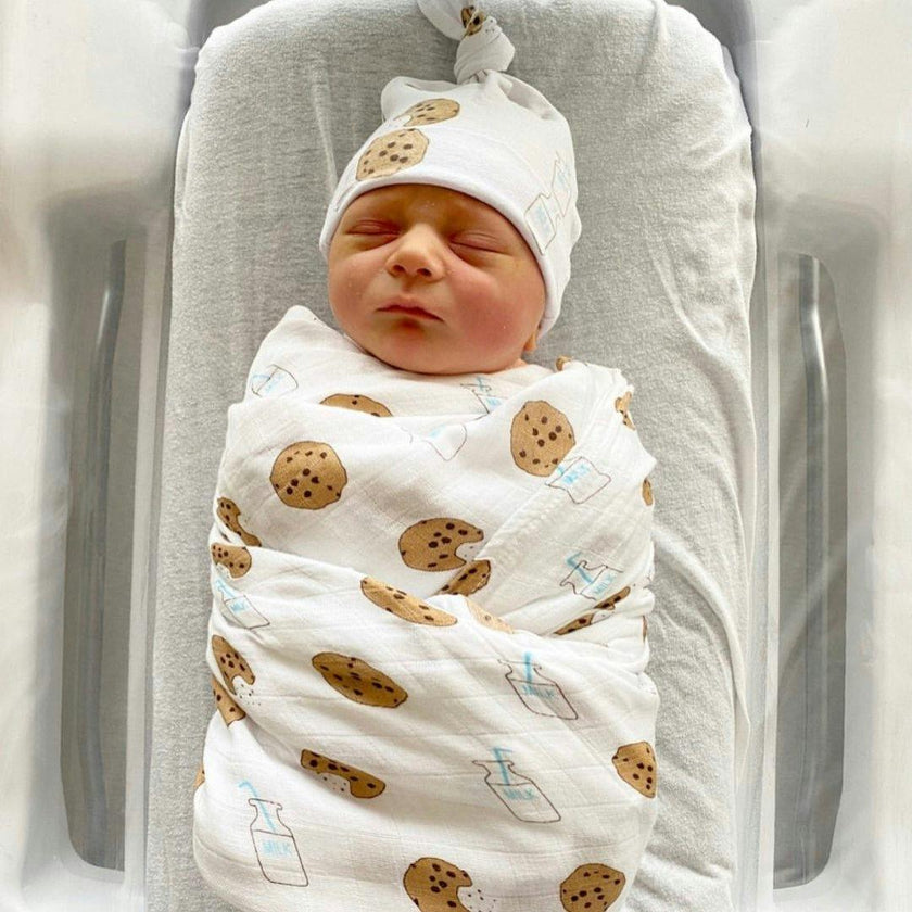 Bamboo Muslin Swaddle Blanket & Topknot Set