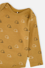 Organic Cotton Onesie Brown Printed Hedgehogs