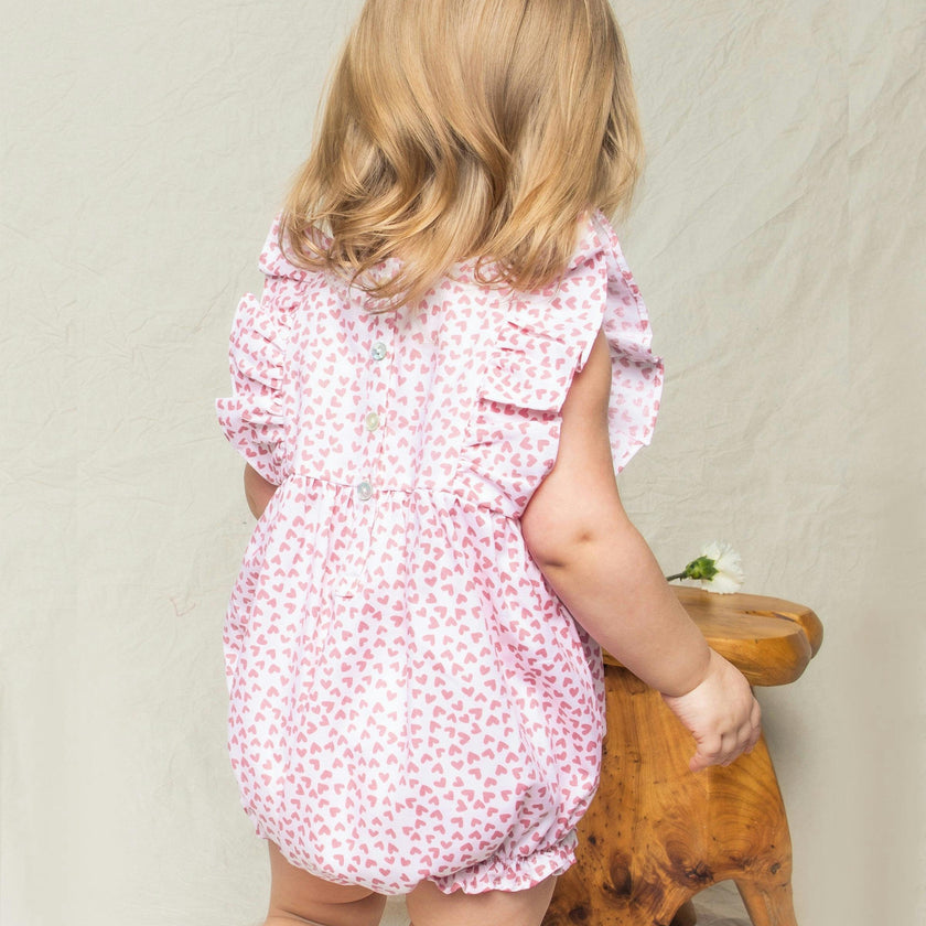 Baby's Twill Ruffled Romper in Sweethearts