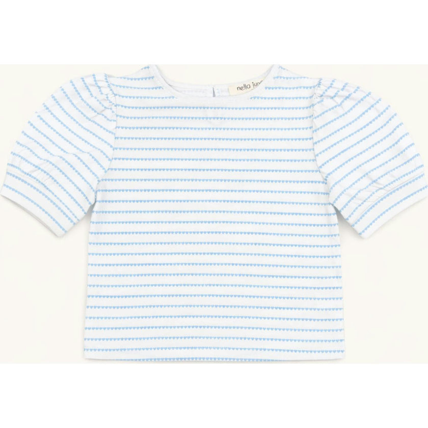 Puff Sleeve Tee in Blue Heart Stripe