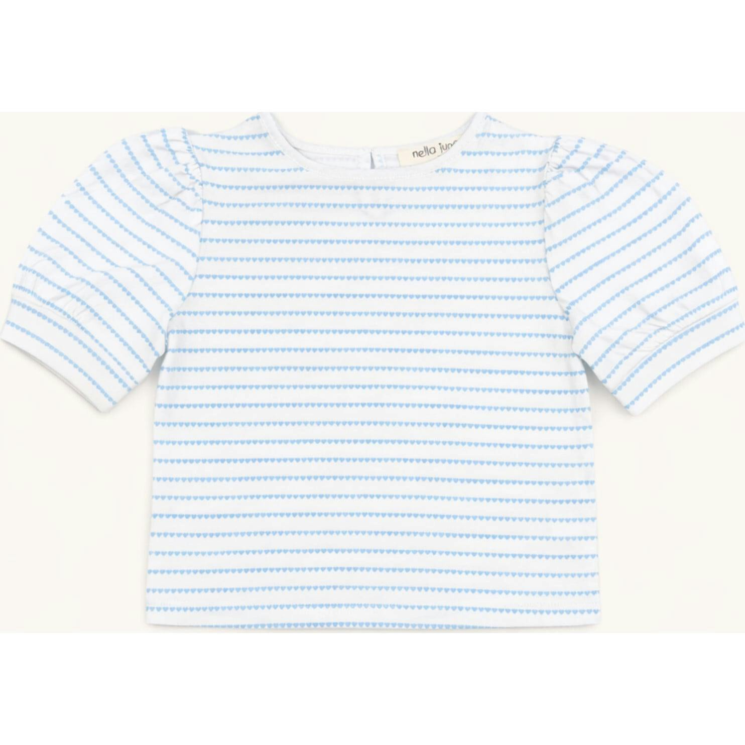 Puff Sleeve Tee in Blue Heart Stripe