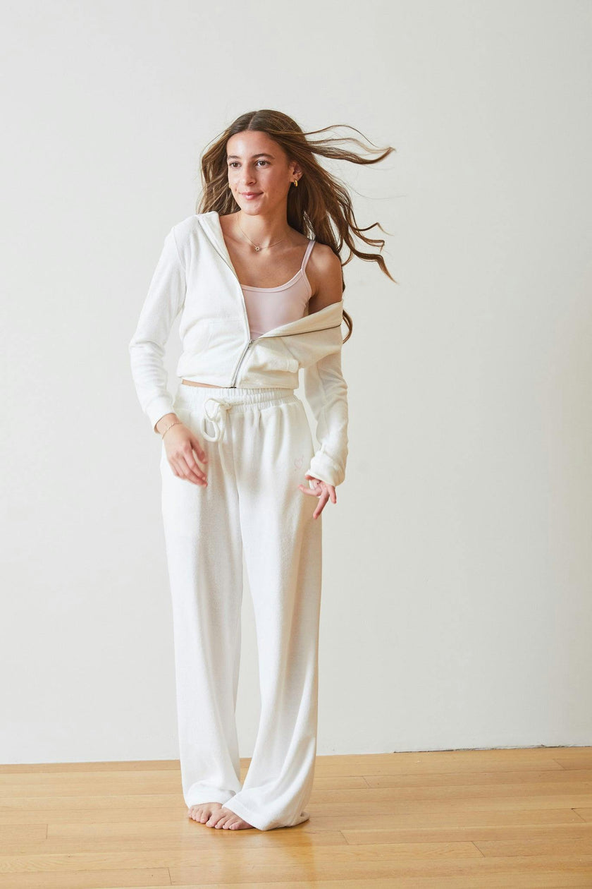 Elle White With Heart & Harrow Terry Zip Up Hoodie Sweatshirt