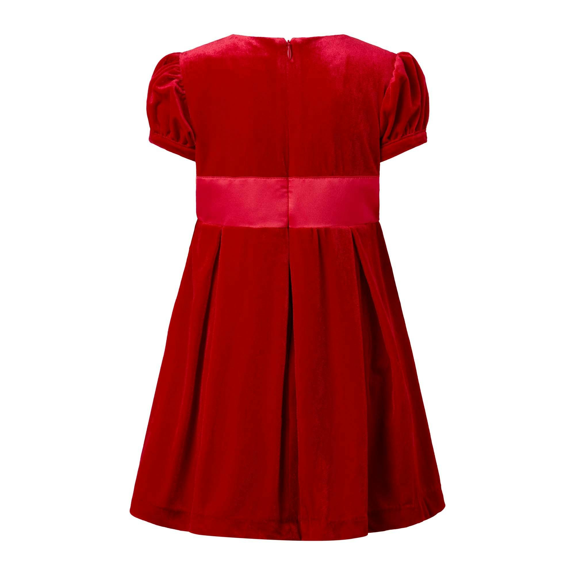 Crushed Velvet Bow Ribbon Tie Short Puff Sleeve Dress