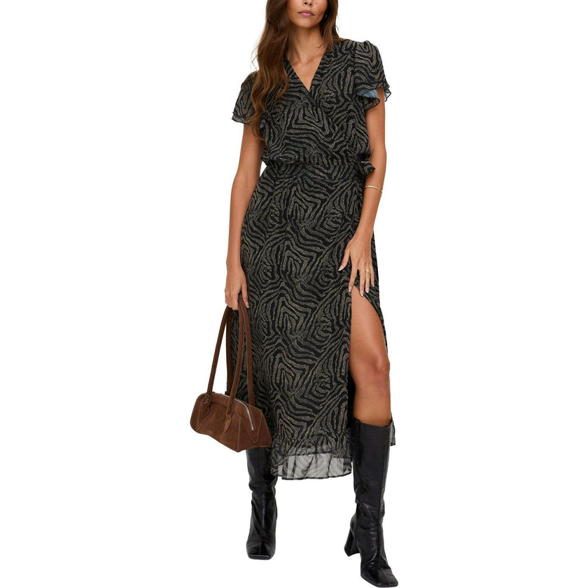 Devina Ruffle Detail Print Maxi Dress