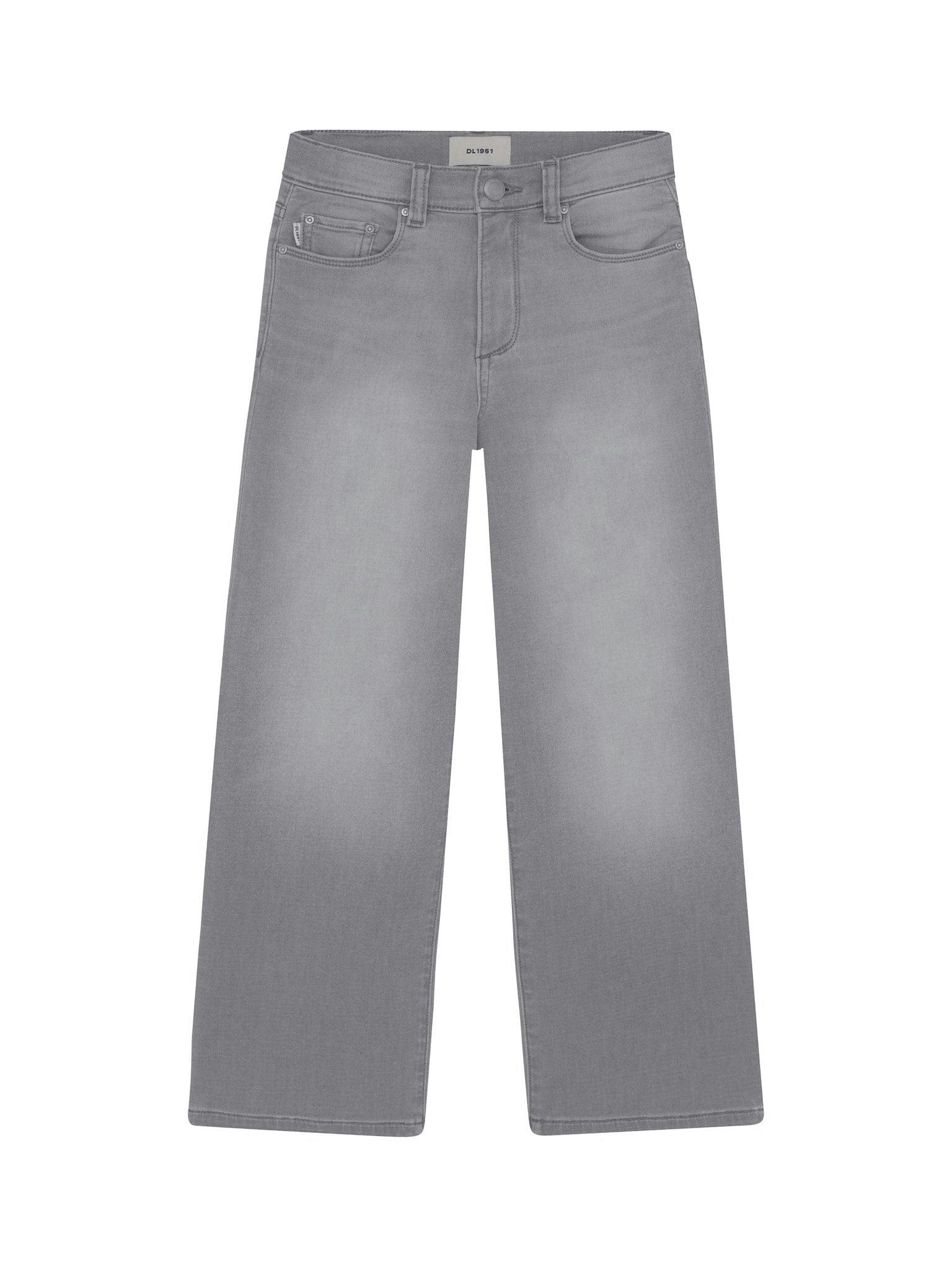 Lily Wide Leg Knit Denim Jeans | Washed Grey Knit