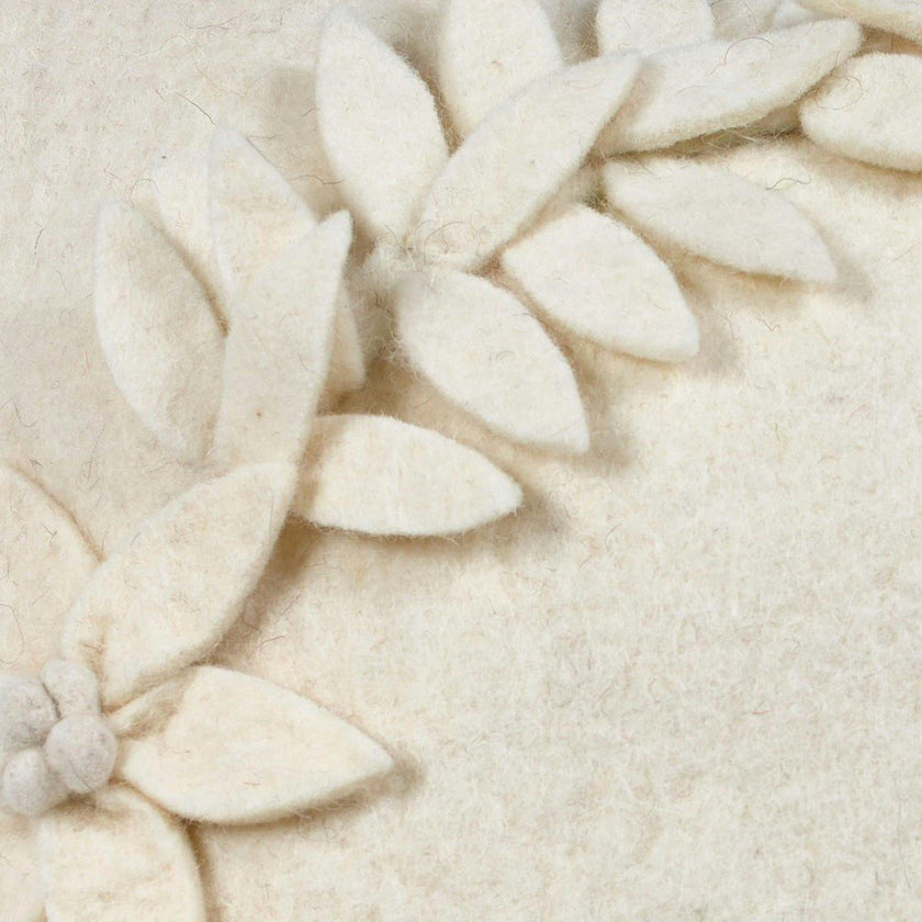 Hand Felted Wool Christmas Pillow, Cream Wreath‚ 20" Arcadia Home