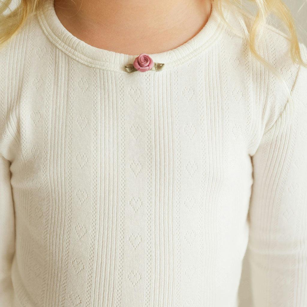 Coconut Pointelle Rosette Classic Pajama Set