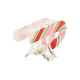 Packed Party Holiday Candy Cane Hair Claw Clip - Pearlescent Peppermint Stripe Christmas Hair Accessory for Thin to Thick Hair, 3.5x2 Inch Stocking Stuffer