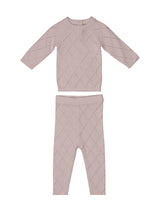 Diamond Pointelle Long Sleeve Top & Pant 2-Piece Set