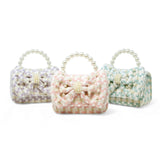 Girls Tweed Jumbo Pearl Bow Handbag