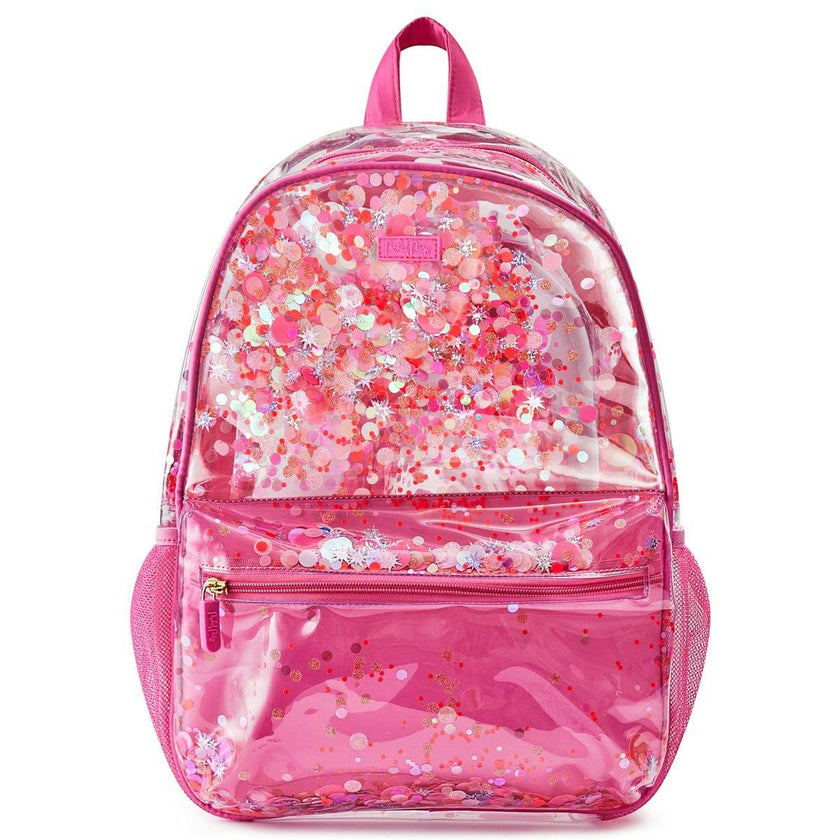 Packed Party Sweet Tart Pink Confetti Backpack Women's Fashion Shoulder Clear Book Bag; Trendy Confetti Look for Work and Travel (Pink - Sweet Tart)