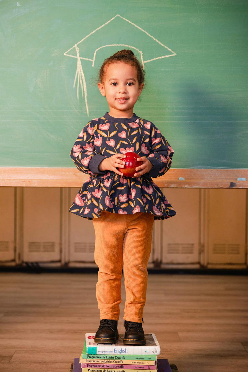 French Terry Top Blue Tulip Print