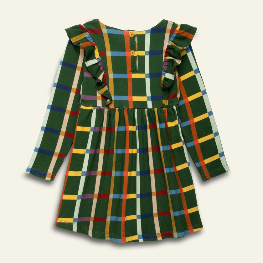 Fall Grid Ruffle Dress