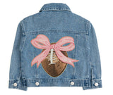 Football Sequin Patch Denim Jacket