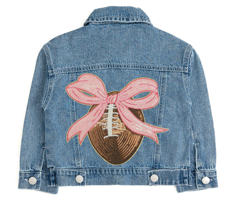 Football Sequin Patch Denim Jacket