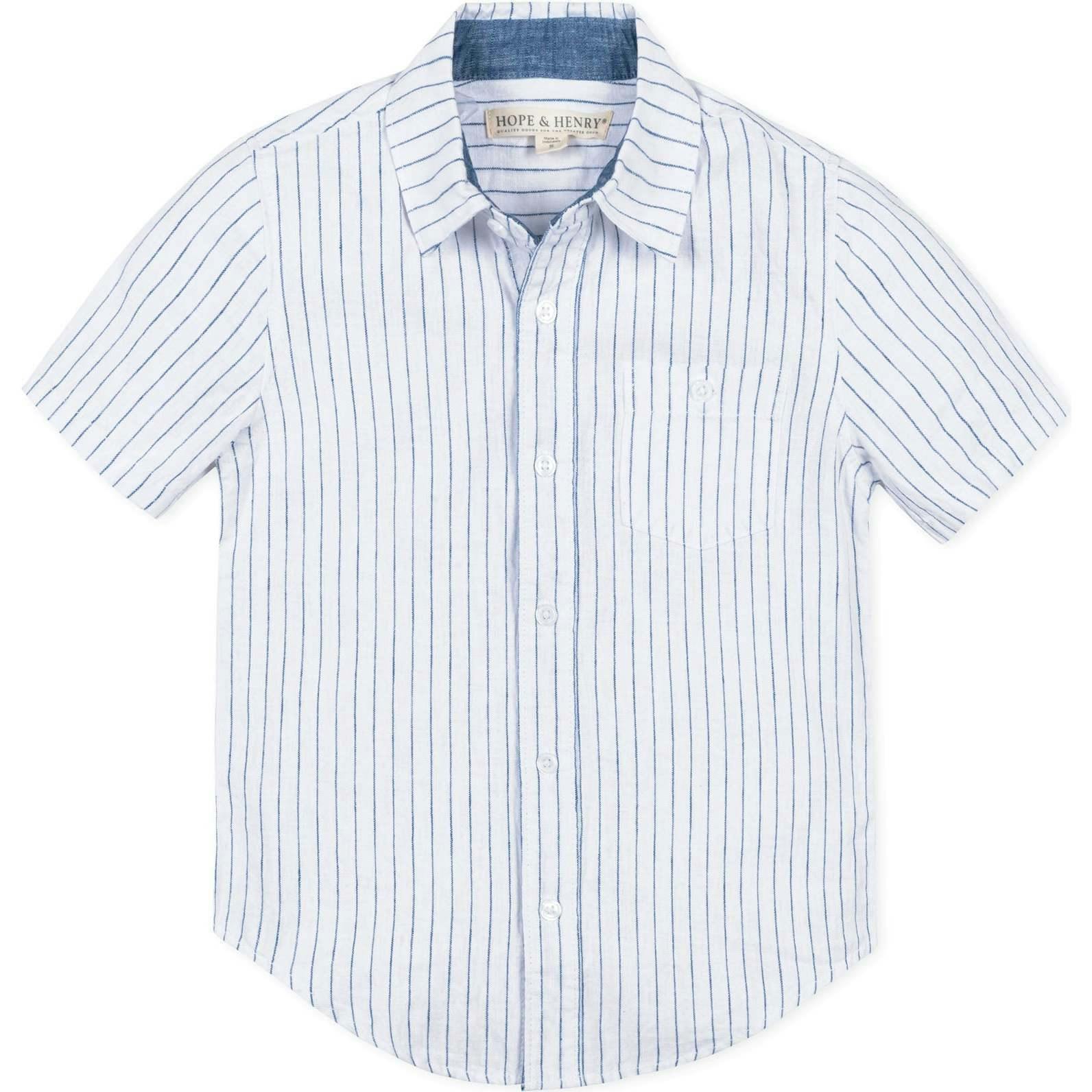 Linen Short Sleeve Button Down Shirt, White