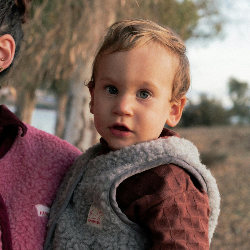children's merino wool vest - stone grey