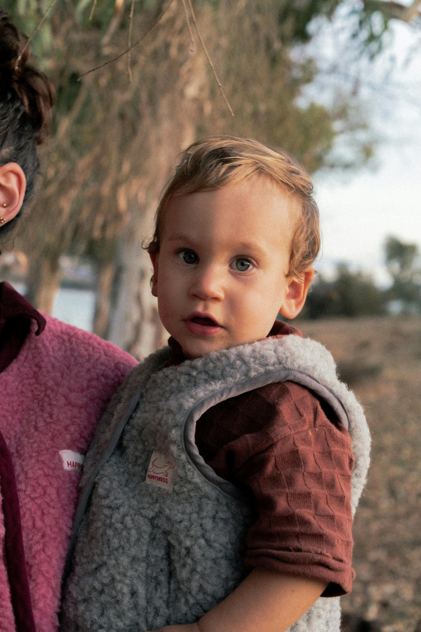 children's merino wool vest - stone grey