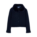 Girl Cardigan with Faux Fur Collar