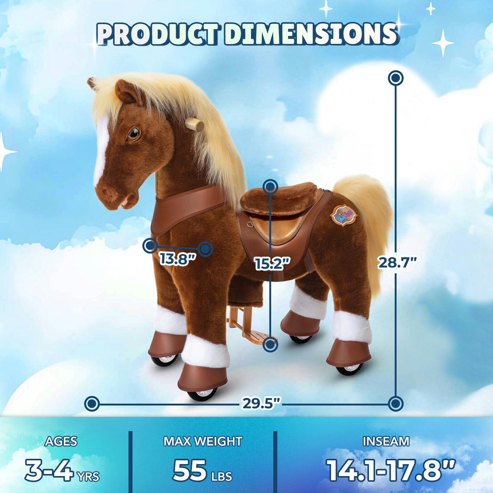 Model Y® Horse Ride-On Toy Age 4–7 – Brown